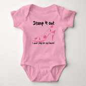 ベビーガールピンクリボン十字軍 ベビーボディスーツ (正面)