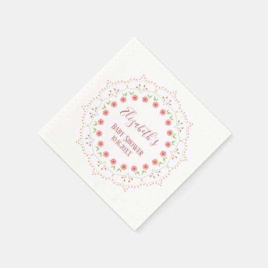 ベビーガールピンクヴィンテージかわいいモダン スタンダードカクテルナプキン (角)