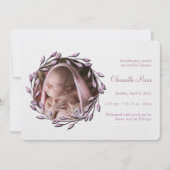 ベビーガールピンク写真誕生のお知らせ 案内状 (正面)