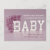 ベビーガールピンク妊娠告知はがき 案内ポストカード (正面)