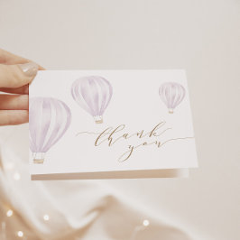 ベビーガールピンク水平熱気球 サンキューカード