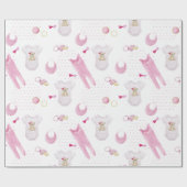 ベビーガールピンク水彩テーマベビーシャワー ラッピングペーパー (フラット)