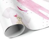 ベビーガールピンク水彩テーマベビーシャワー ラッピングペーパー (ロールコーナー)