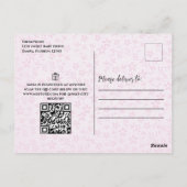 ベビーガールピンク水彩可愛いフローラ物干し ポストカード (裏面)