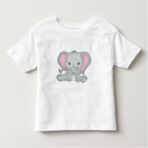 ベビーガールピンク耳エレファントTシャツ