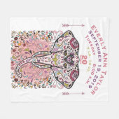 ベビーガールピンク誕生レコード統計エレファント フリースブランケット (正面(横))