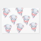 ベビーガールピンク象ラッピング紙 ラッピングペーパーシート (正面3)