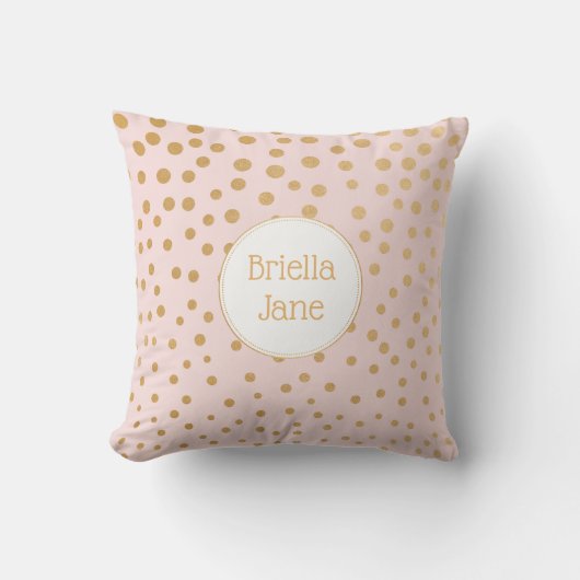 ベビーガールピンク金ゴールド子供部屋デコール、シャワーギフト クッション (正面)