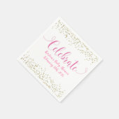 ベビーガールピンク金ゴールド祝紙吹雪パーティー スタンダードカクテルナプキン (角)