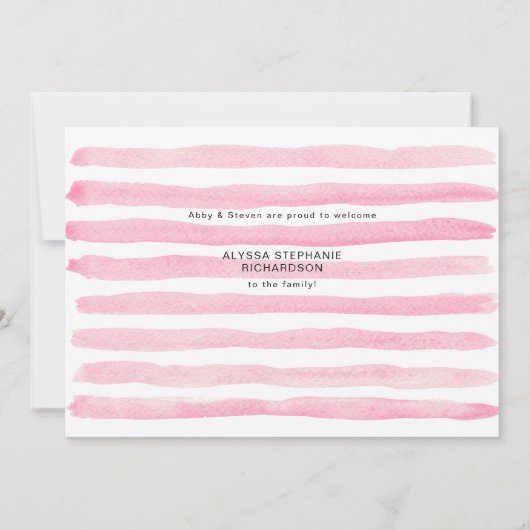 ベビーガールピンク1写真ウェルカム出産発表 招待状 (裏面)