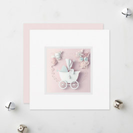 ベビーガールピンク3Dエフェクト シーズンカード