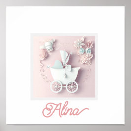 ベビーガールピンク3Dエフェクト ポスター