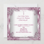 ベビーガールピンク《キリスト教》洗礼式や命名式バプティスクロスホワイト 招待状 (裏面)