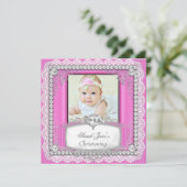 ベビーガールピンク《キリスト教》洗礼式や命名式バプティスクロレース 招待状 (スタンド正面)