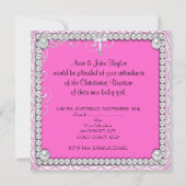 ベビーガールピンク《キリスト教》洗礼式や命名式バプティスクロレース 招待状 (裏面)