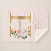 ベビーガールピンク&金ゴールド誕生統計 – レターH - シェルパブランケット (正面(横))