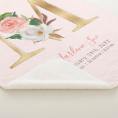 ベビーガールピンク&金ゴールド誕生統計 – レターM - シェルパブランケット (3/4)