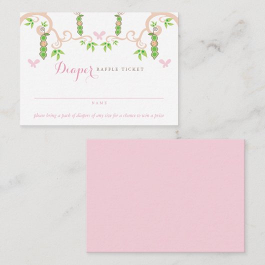 ベビーガールピーインアポッドガーデンおむつラッフルチケット エンクロージャーカード (正面/裏面)