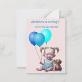 ベビーガールファースト誕生日招待状 ノートカード (正面)