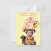 ベビーガールファースト誕生日招待状 ノートカード (正面)