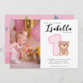 ベビーガールファースト誕生日招待状 招待状 (正面/裏面)