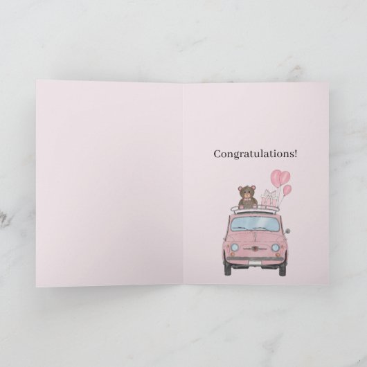 ベビーガールフィアット500おめでとう カード (内部)
