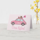 ベビーガールフィアット500イタリアンおめでとう カード (黄色い花)