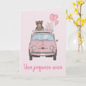 ベビーガールフィアット500スペインのおめでとう カード (黄色い花)