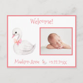 ベビーガールフォトピンクタイポグラフィ名統計 案内ポストカード (正面)