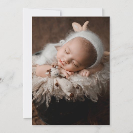 ベビーガールフォトモダン誕生 案内状 (裏面)