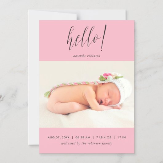 ベビーガールフォト誕生 マグネット招待状 (正面)