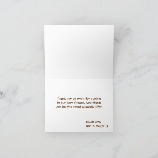 ベビーガールフクロウありがとうノートカード サンキューカード (内部)