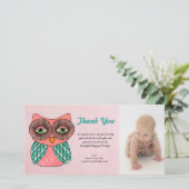 ベビーガールフクロウありがとう写真テンプレートフォトカード サンキューカード (スタンド正面)