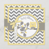 ベビーガールフクロウシェブロンプリントベビーシャワー 招待状 (正面/裏面)