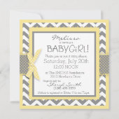 ベビーガールフクロウシェブロンプリントベビーシャワー 招待状 (裏面)