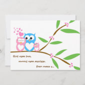 ベビーガールフクロウベビーシャワー招待状 招待状 (正面)