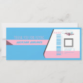 ベビーガールフライトチケット招待状カスタマイズ可能 招待状 (裏面)