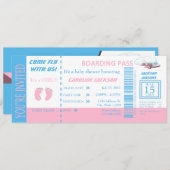 ベビーガールフライトチケット招待状カスタマイズ可能 招待状 (正面/裏面)