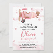 ベビーガールフライトファースト誕生日招待状 招待状 (正面)