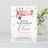 ベビーガールフライトファースト誕生日招待状 招待状 (スタンド正面)