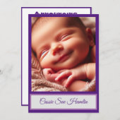 ベビーガールフラットアナウンスメントカード 案内状 (正面/裏面)