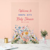 ベビーガールフローラベビーシャワーアクリルサイン アクリルサイン (ウェディング)