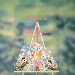 ベビーガールフローラベビーシャワーアクリルサイン アクリルサイン