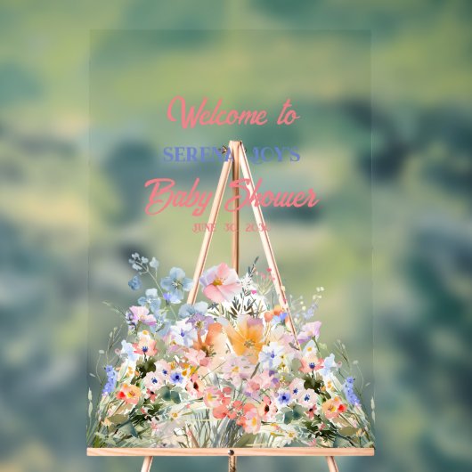 ベビーガールフローラベビーシャワーアクリルサイン アクリルサイン (ニュートラル)