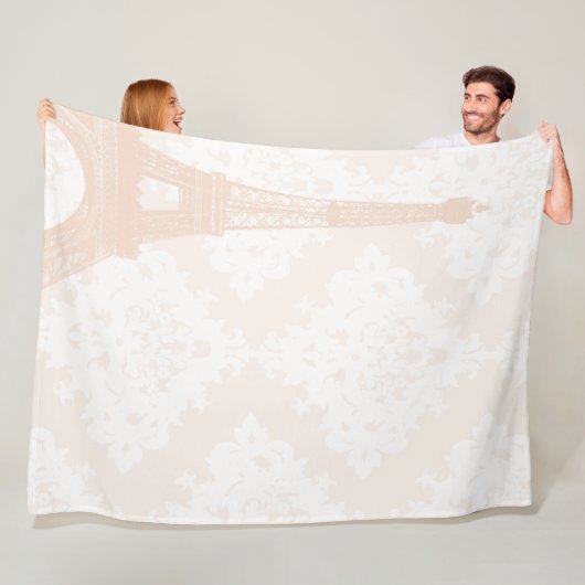 ベビーガールフローラ淡い色のコーラルピーチエッフェルタワー フリースブランケット (インサイチュ)