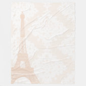 ベビーガールフローラ淡い色のコーラルピーチエッフェルタワー フリースブランケット (正面)