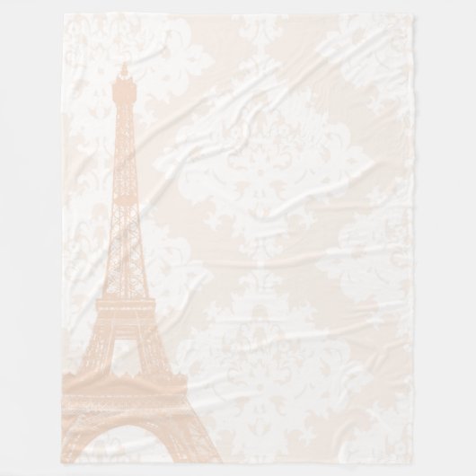 ベビーガールフローラ淡い色のコーラルピーチエッフェルタワー フリースブランケット (正面)