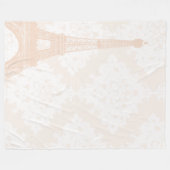 ベビーガールフローラ淡い色のコーラルピーチエッフェルタワー フリースブランケット (正面(横))