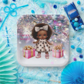 ベビーガールブラウンスキンきらきら光るパーティー ペーパープレート (パーティー)