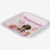 ベビーガールブラウンスキン1st誕生日パーティー ペーパープレート (傾斜あり)